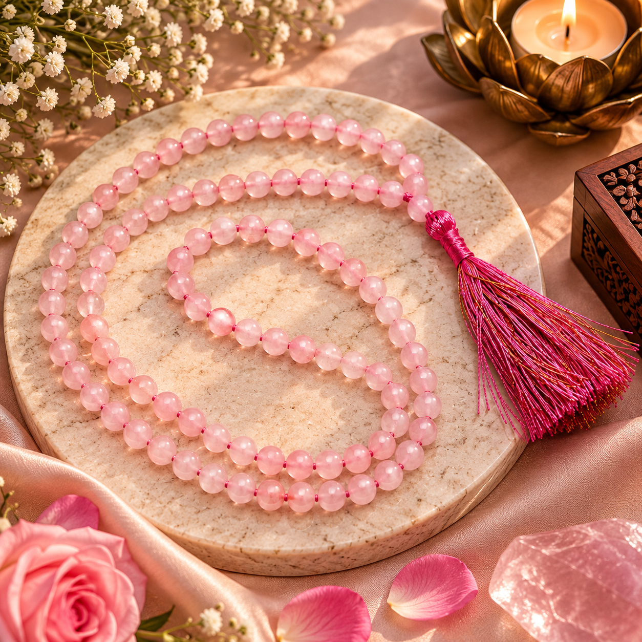 Rose Quartz Mala - 108 + 1 Beads