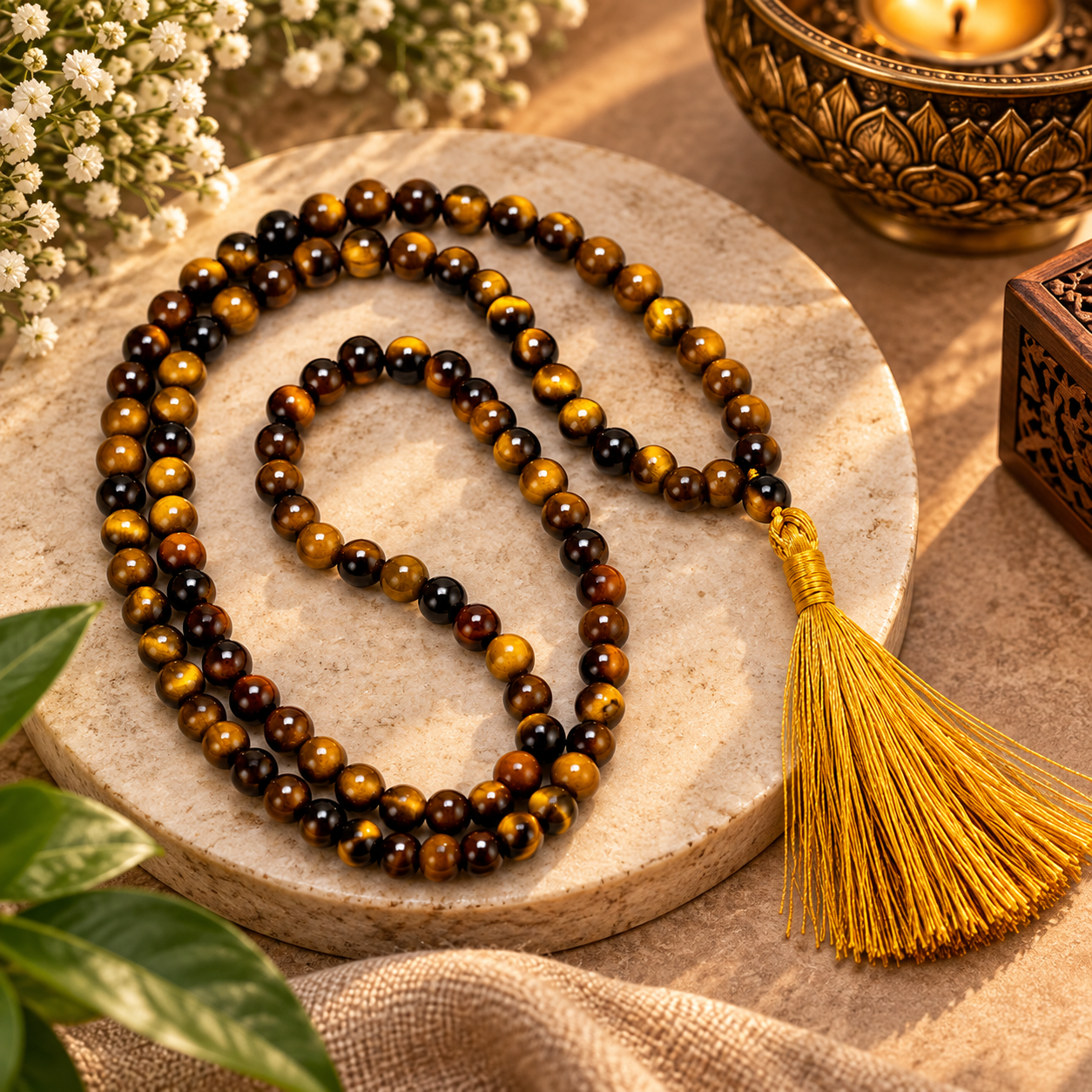 Tiger's Eye Mala - 108 + 1 Beads