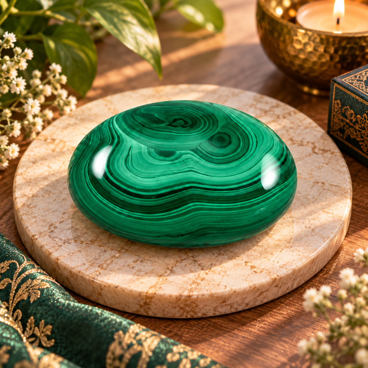 Natural Malachite Gemstone Cabochon