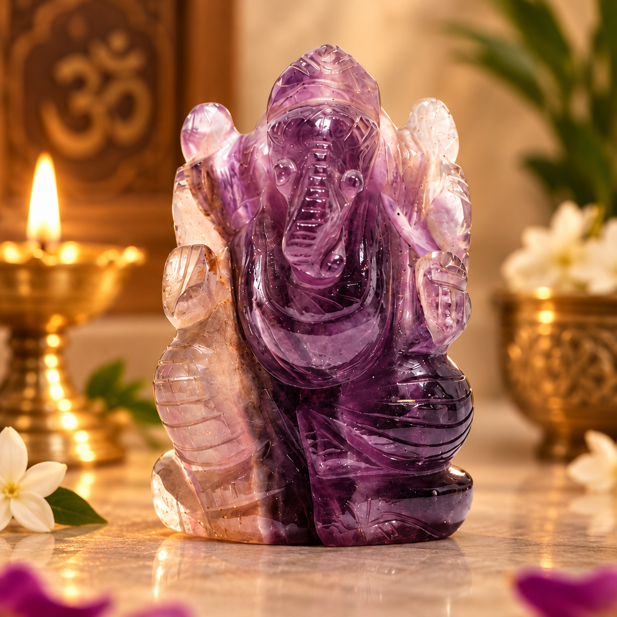 Fluorite Ganesha Idol - 150 Grams